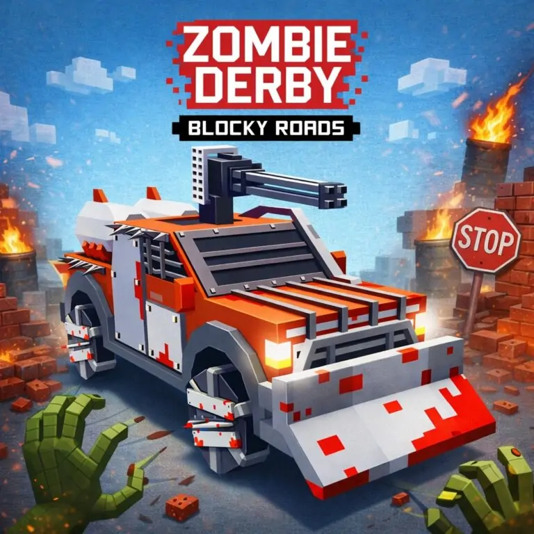 Zombie Derby: Blocky Roads free online game thumbnail